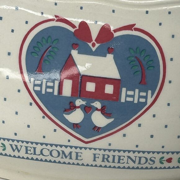 Gravy Boat & Plate Country Style Welcome Friends Ducks Blue  made in Japan 24oz. - Picture 9 of 9